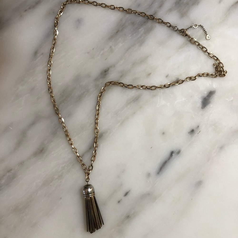 Gold tassel statement necklace